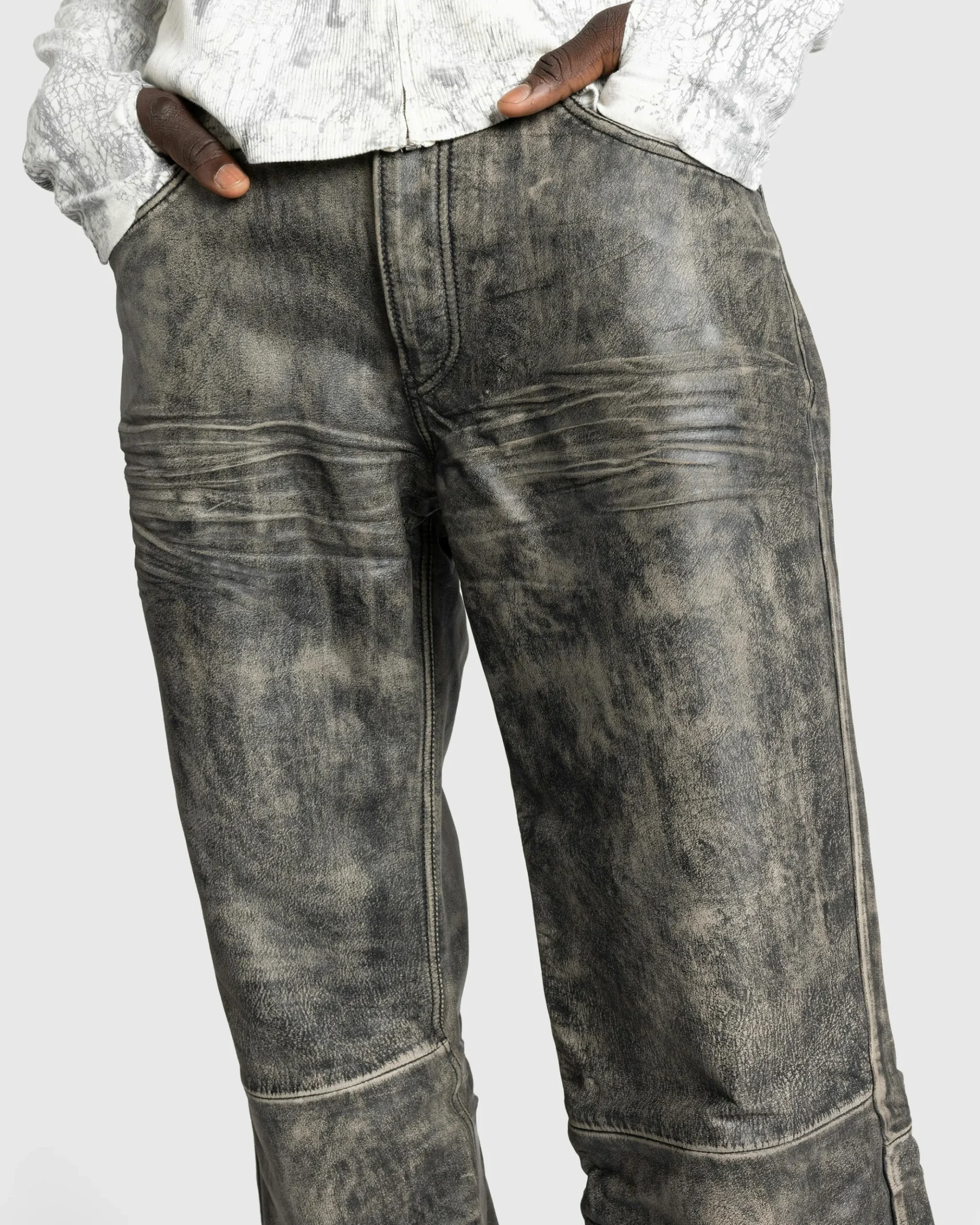 Sale Acne Studios Distressed Leather Pant black