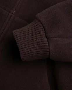 Fashion Auralee Double Cloth Heavy Wool Pile Zip Hoodie Dark Brown darkbrown