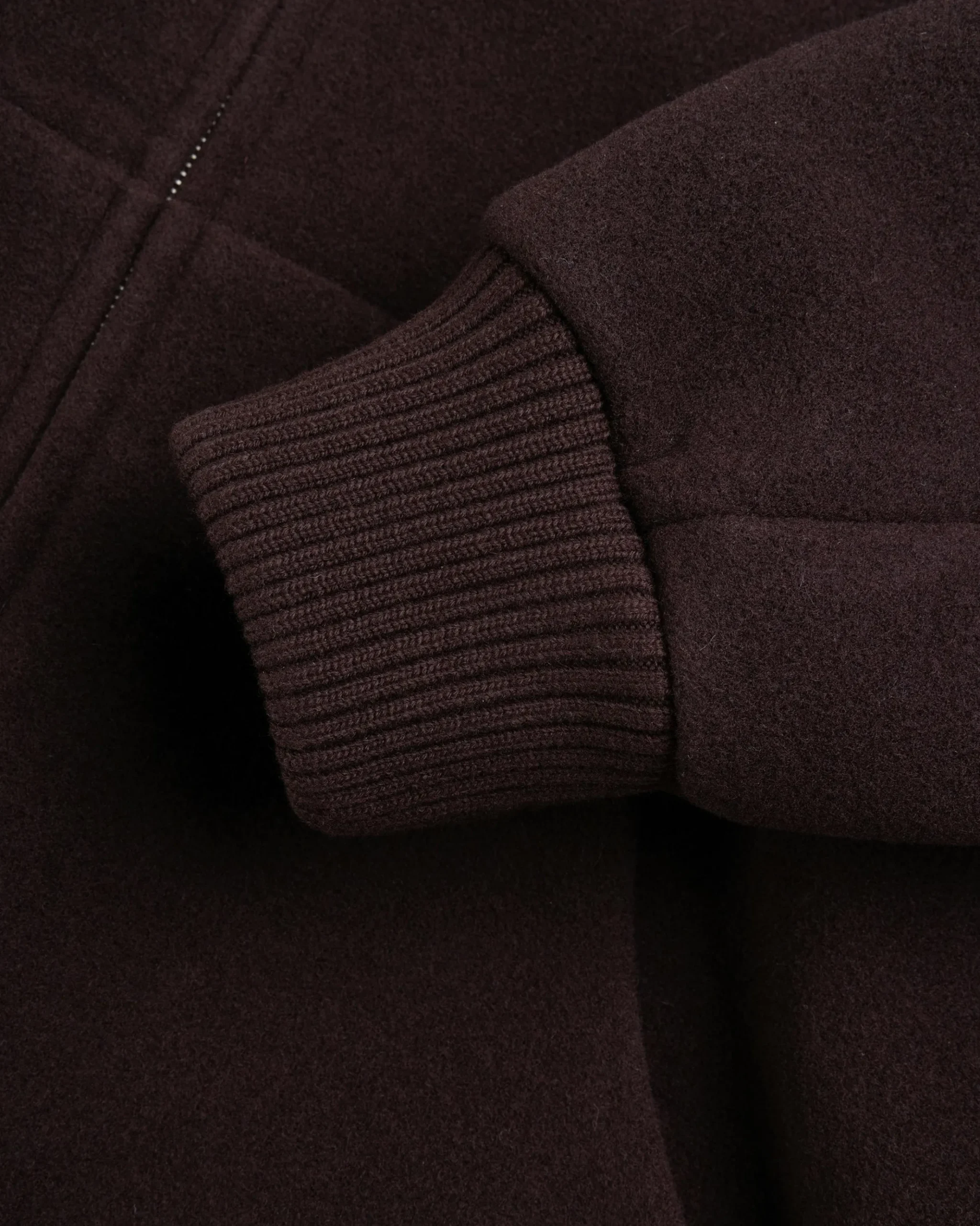 Fashion Auralee Double Cloth Heavy Wool Pile Zip Hoodie Dark Brown darkbrown