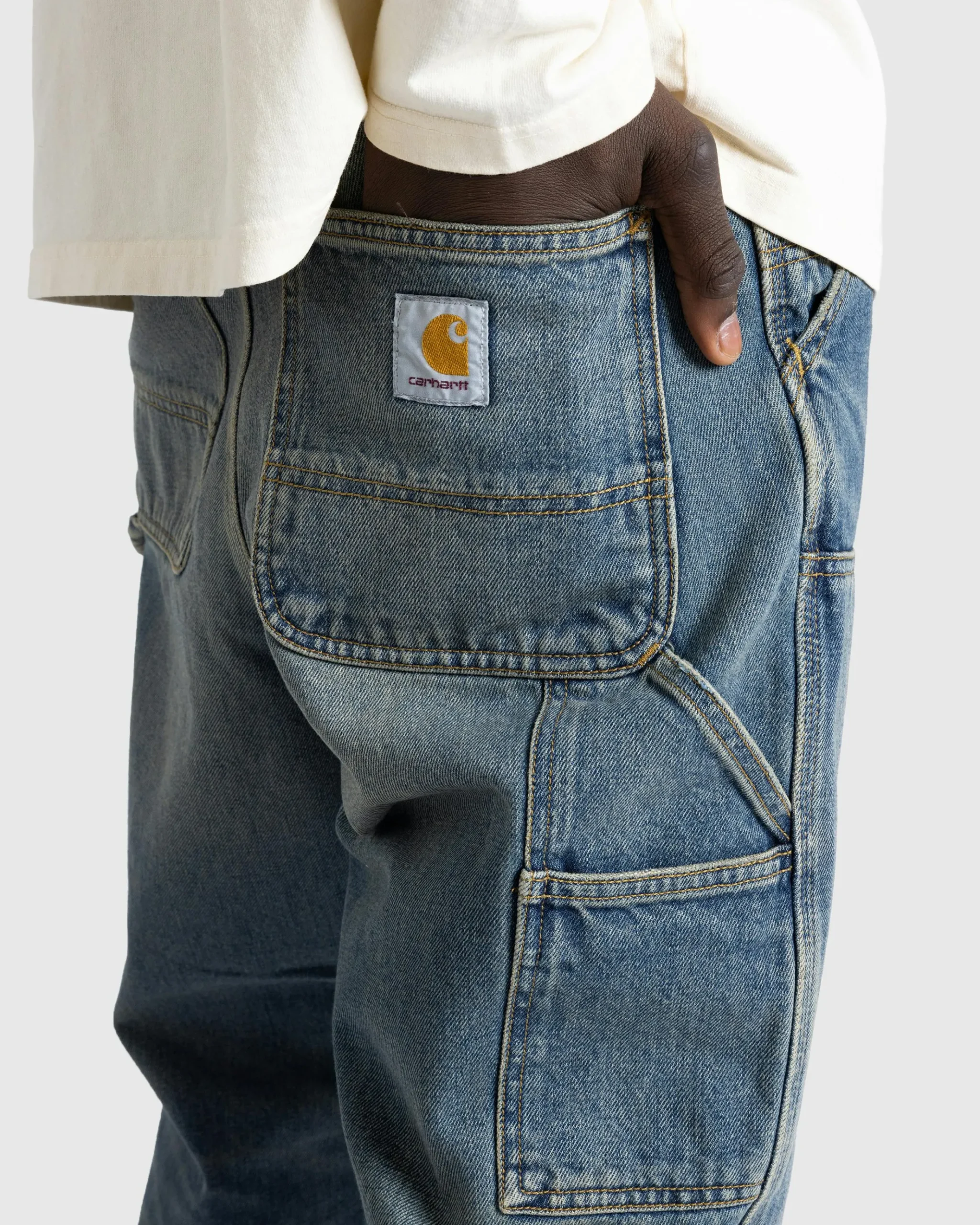 Sale Carhartt WIP Double Knee Pant blue/wornusedwash