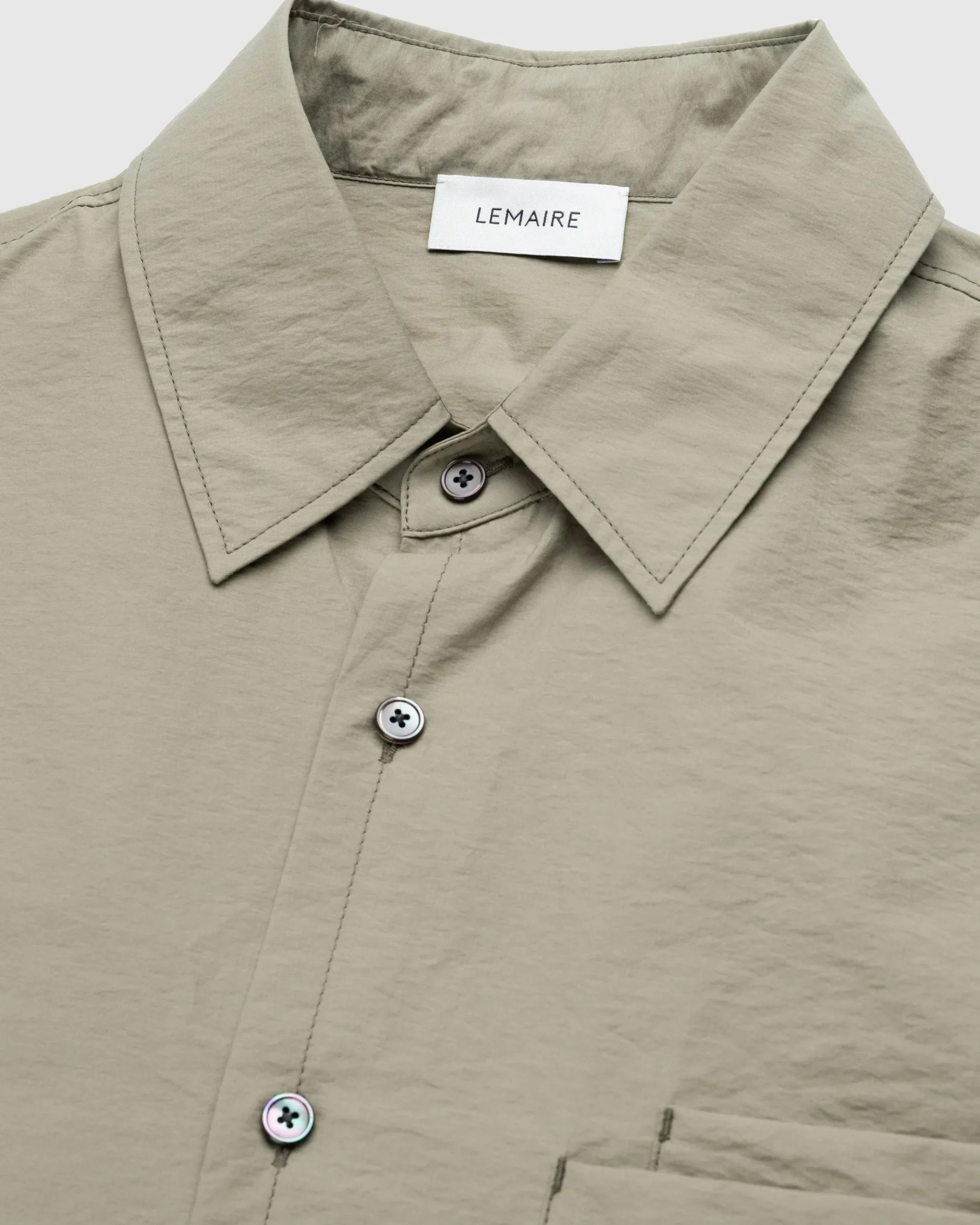 Shop Lemaire Double Pocket Short-Sleeve Shirt Dusty Khaki dustykhaki