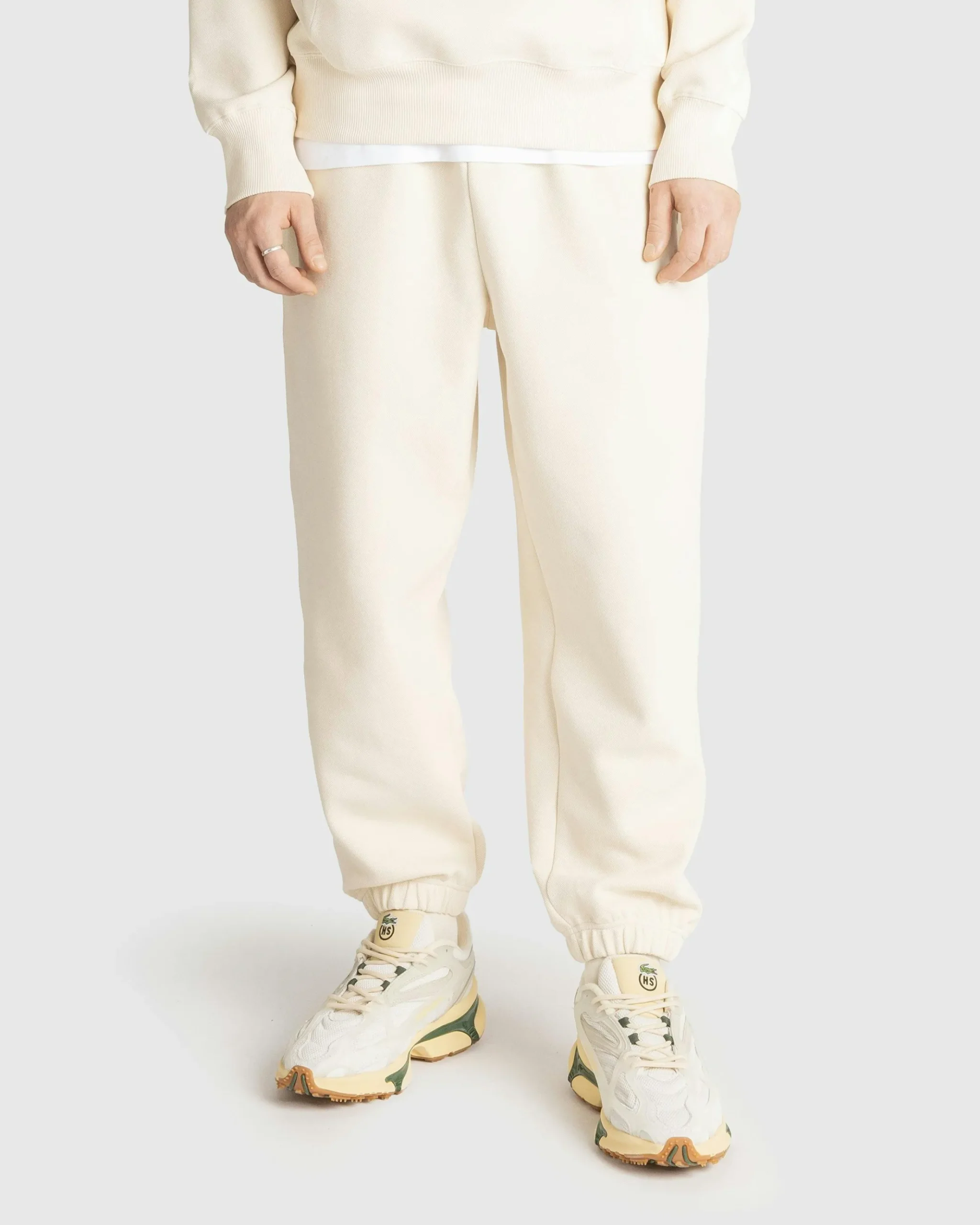 Fashion Lacoste Double-Faced Piqué Sweatpants eggshell