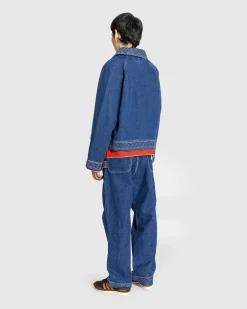 Discount Bode Embroidered Denim Jacket indigo