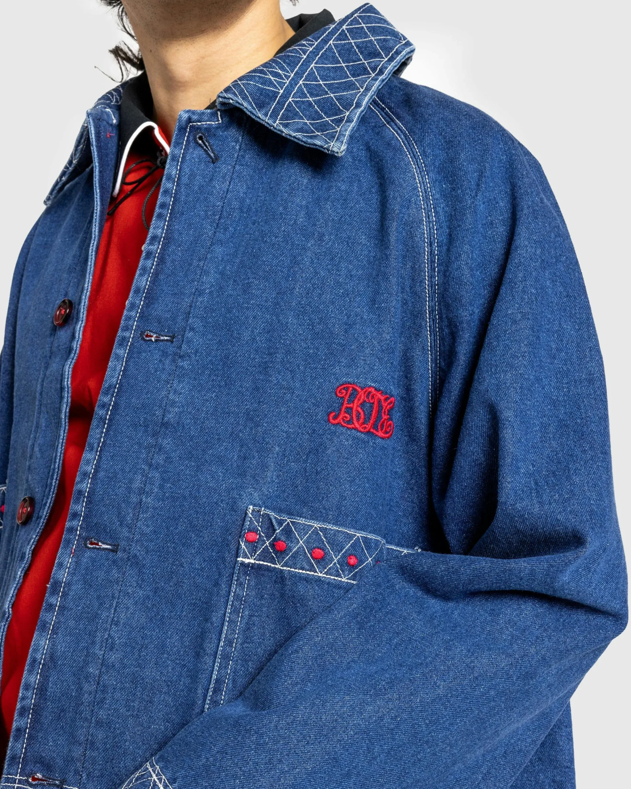 Discount Bode Embroidered Denim Jacket indigo