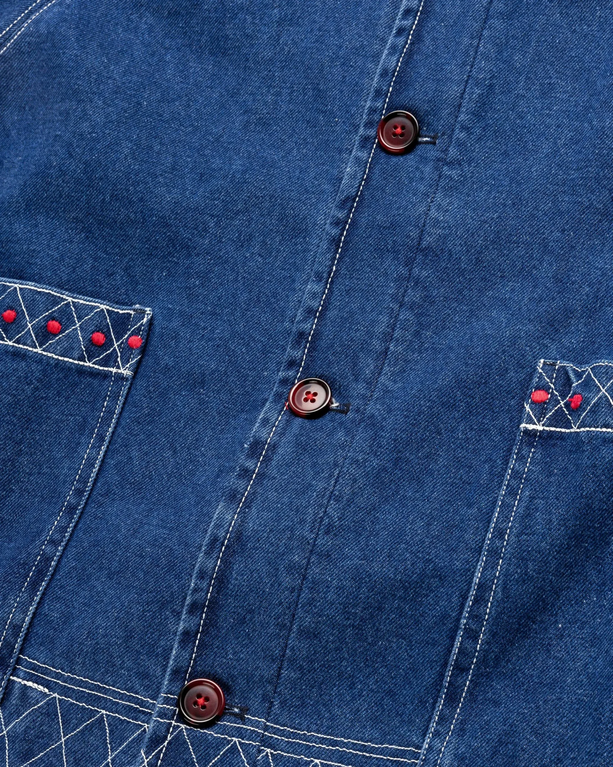 Discount Bode Embroidered Denim Jacket indigo