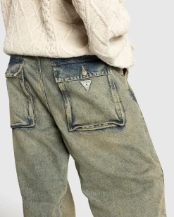 Fashion Guess USA Flannel Lined Relaxed Denim Pant Grey gus2