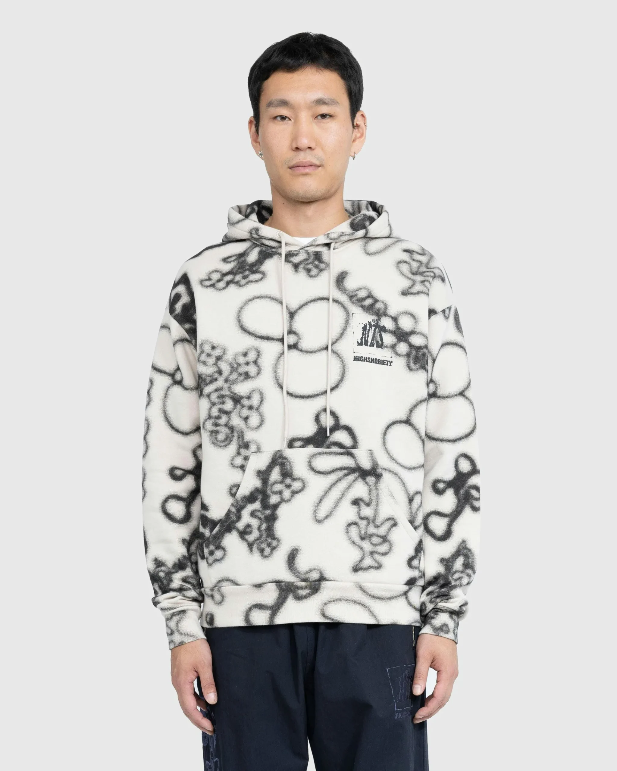 Cheap NTS Fleece Flower Hoodie Ivory/Black grey