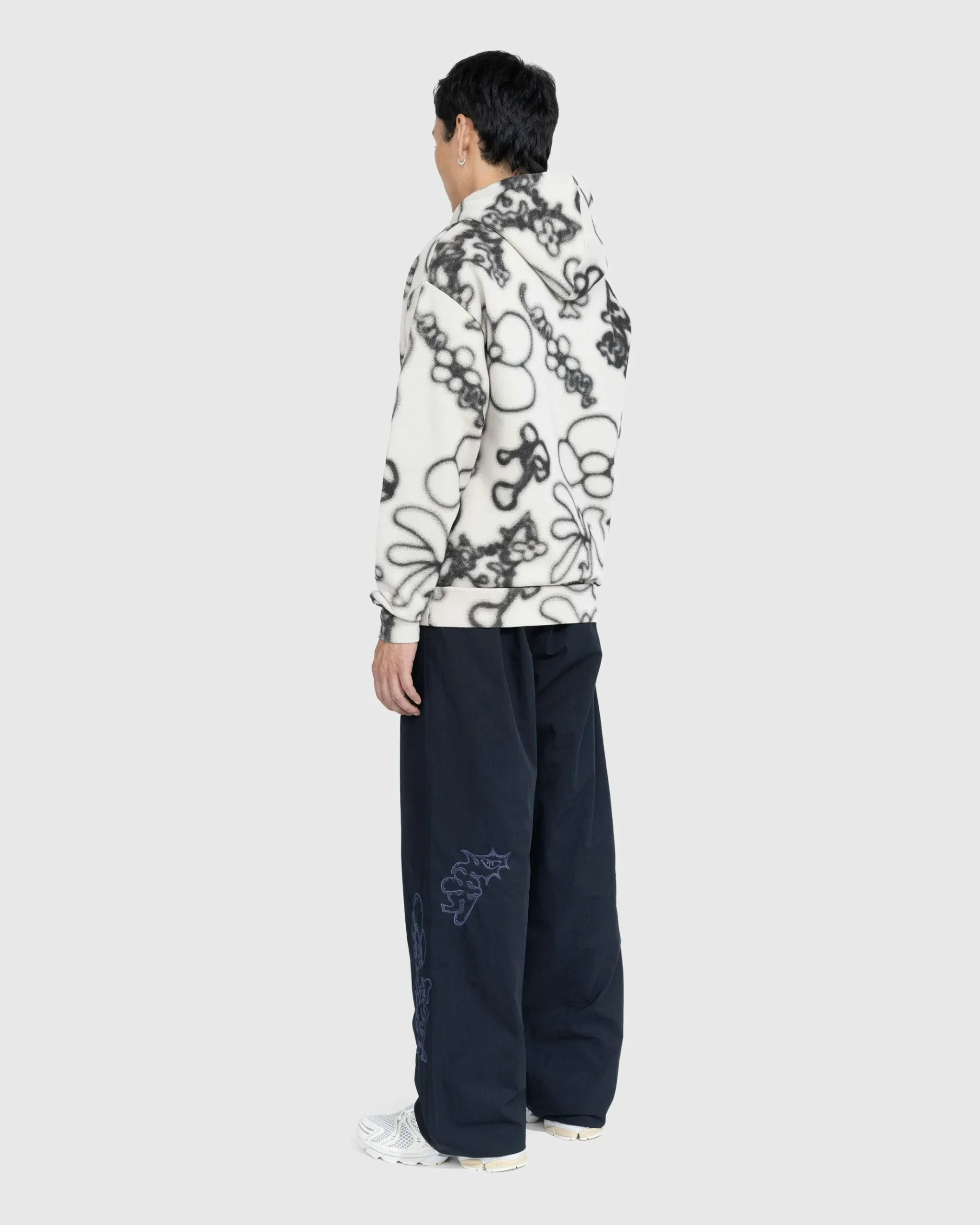 Cheap NTS Fleece Flower Hoodie Ivory/Black grey
