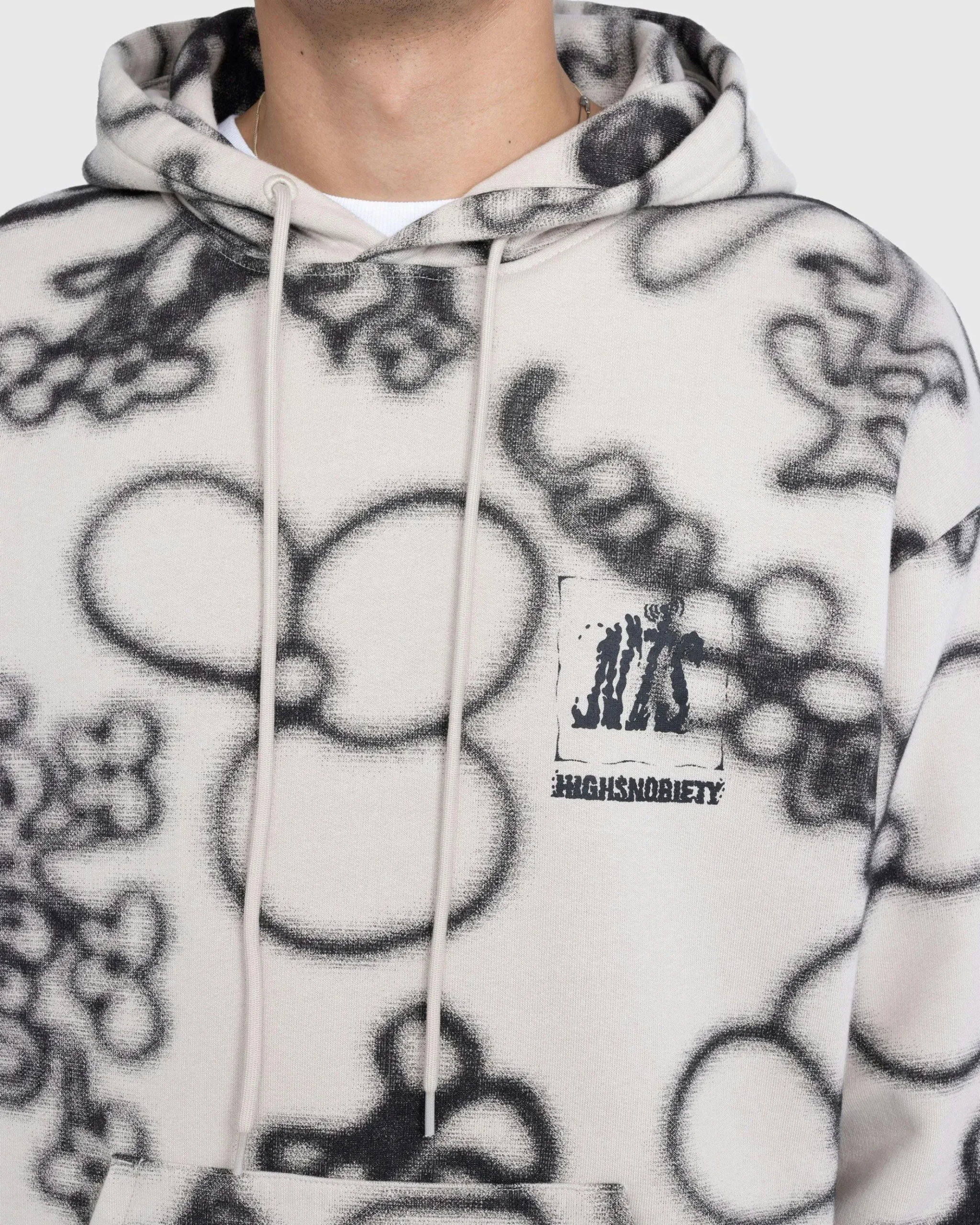 Cheap NTS Fleece Flower Hoodie Ivory/Black grey