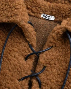 Cheap Bode Fleece Tie-Up Pullover caramel