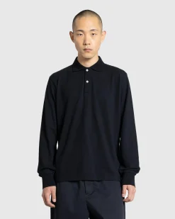 Cheap Meta Campania Collective Frank Long-Sleeve Jersey Cotton Piquet Polo black