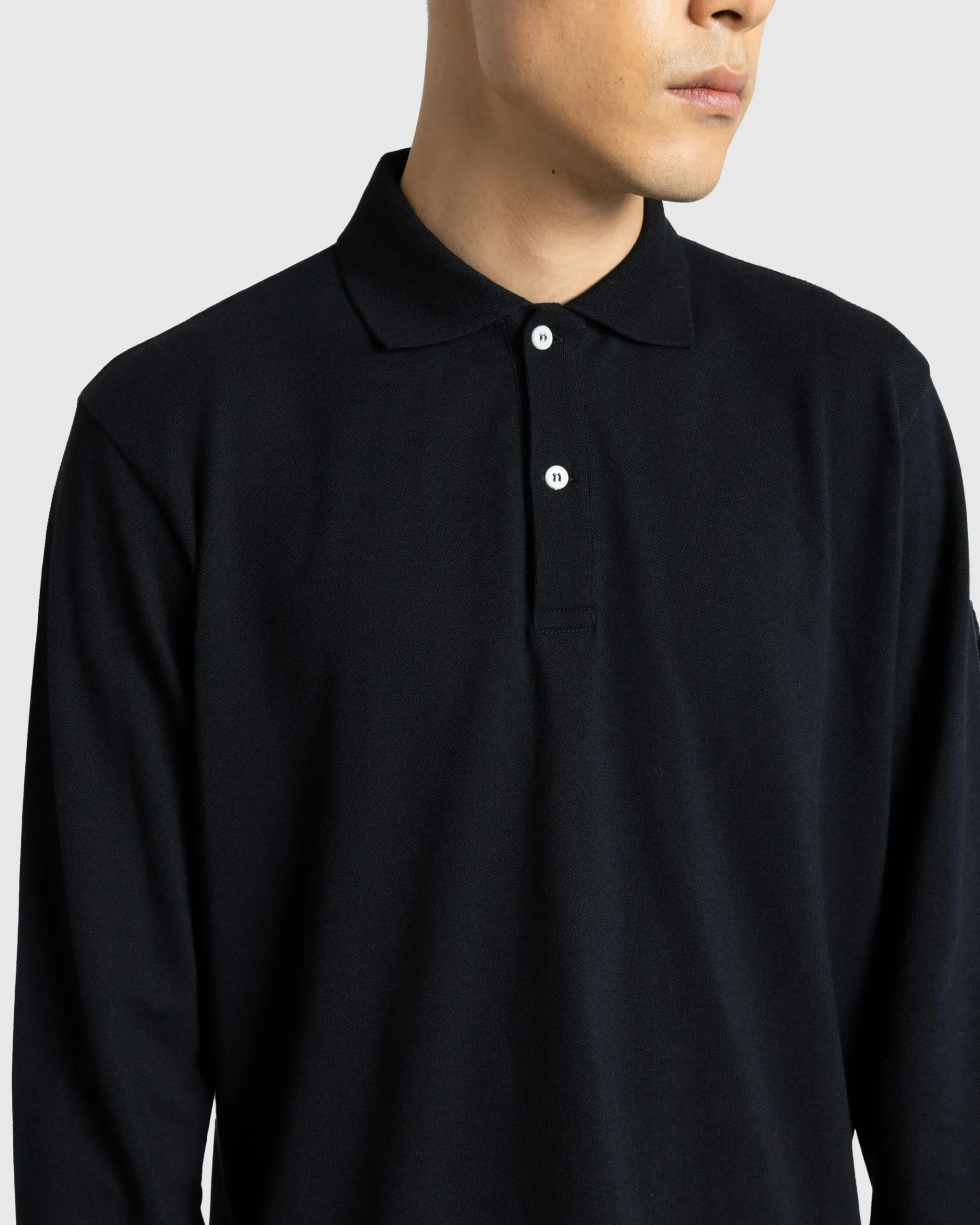 Cheap Meta Campania Collective Frank Long-Sleeve Jersey Cotton Piquet Polo black