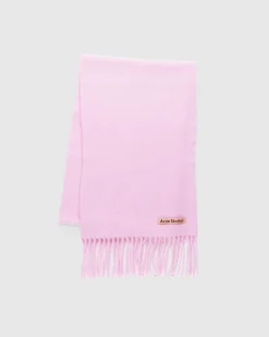 Best Sale Acne Studios Fringe Wool Scarf Cotton Candy Pink cottoncandypink