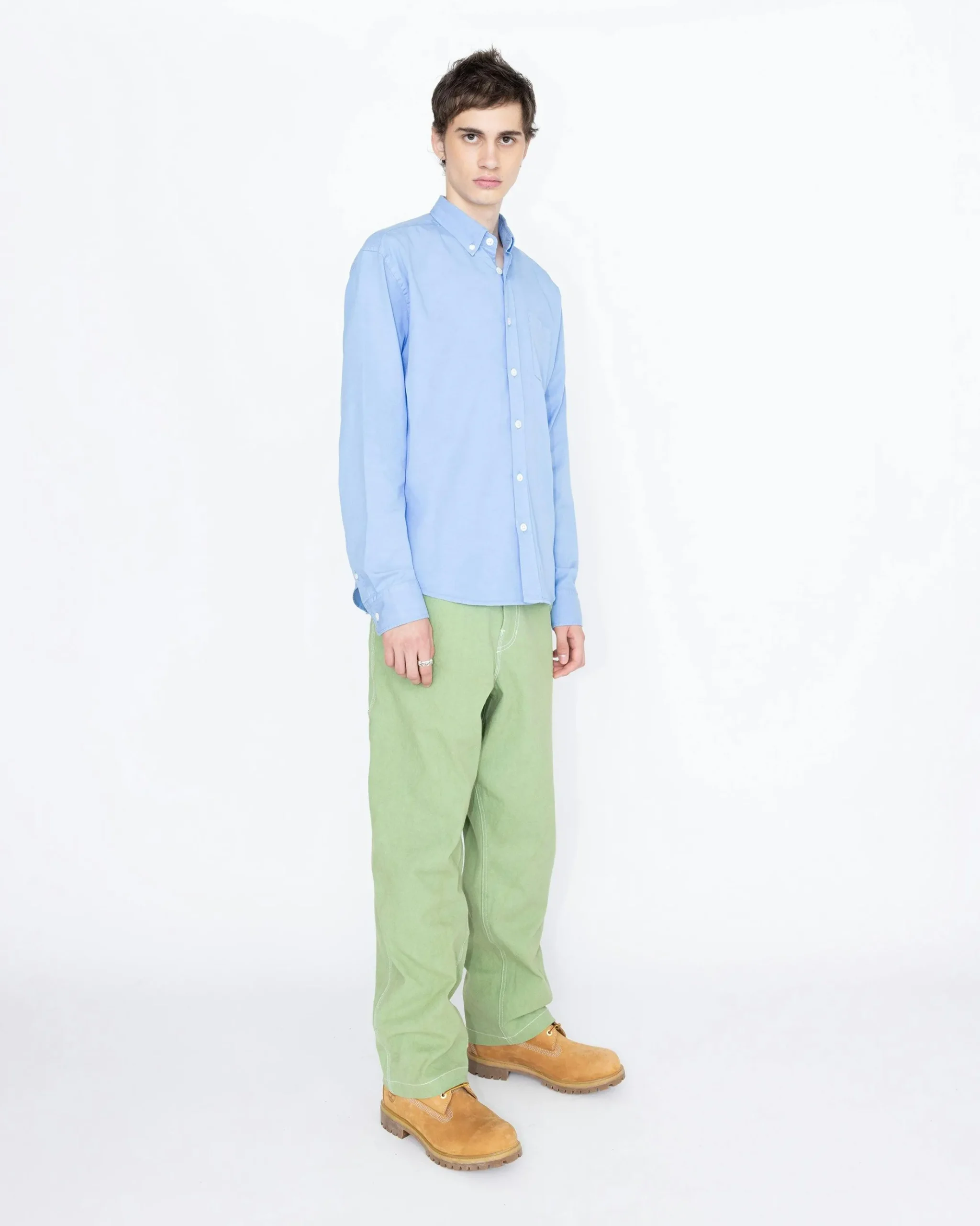 Clearance Highsnobiety HS05 Garment-Dyed Peach Long-Sleeve Shirt blue