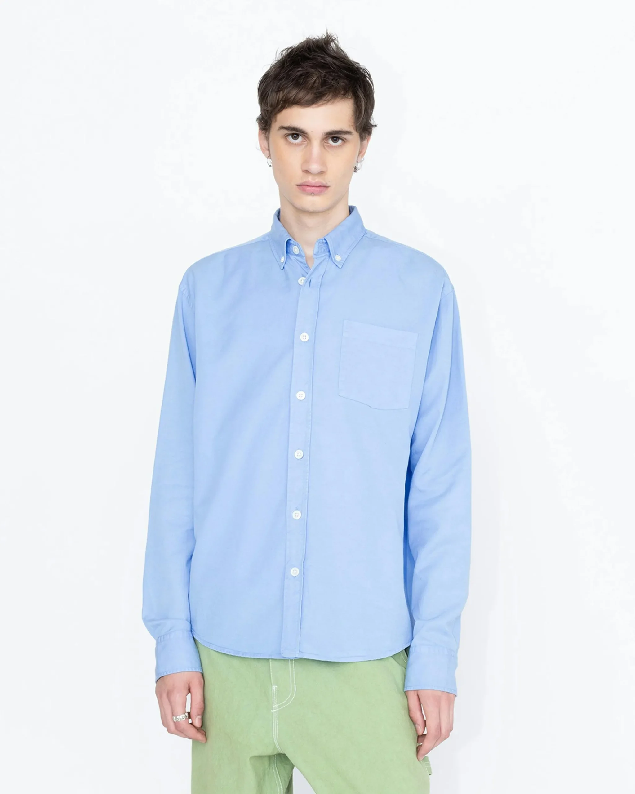 Clearance Highsnobiety HS05 Garment-Dyed Peach Long-Sleeve Shirt blue