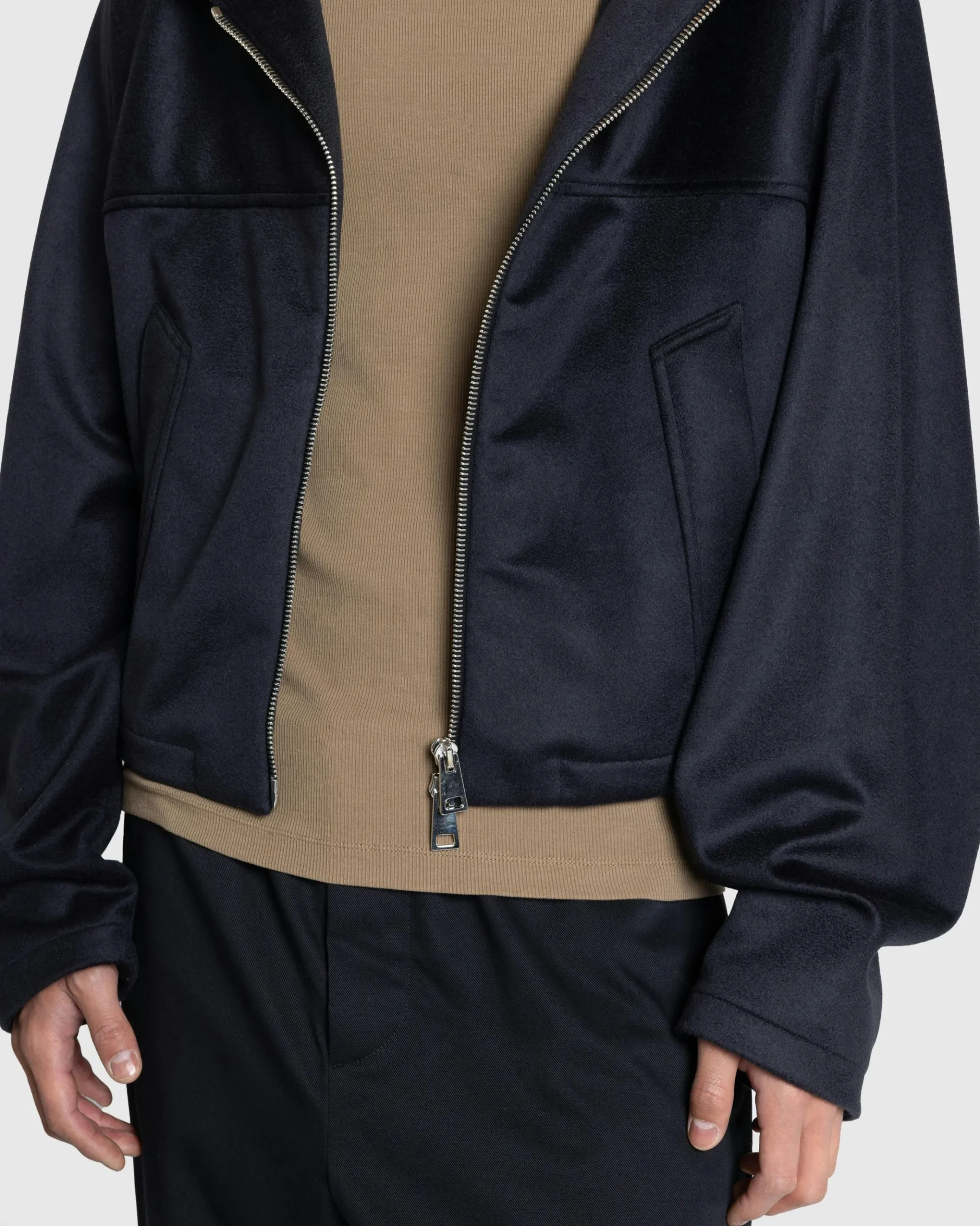 Discount Meta Campania Collective George Cropped Cashmere Blouson Midnight Blue midnightblue