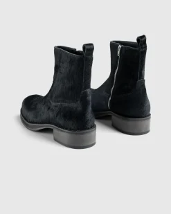 Outlet Acne Studios Hairy Leather Boots black