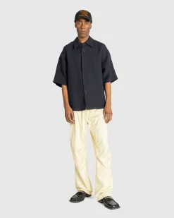 Fashion Auralee Hard Twist Polyester Satin Laminate Field Pants Light Beige lightbeige
