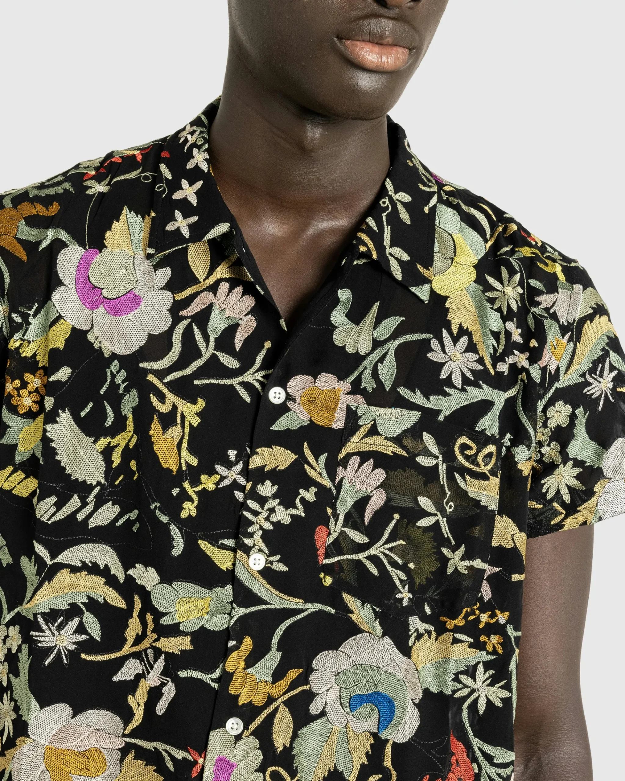 Fashion Bode Heirloom Floral Short-Sleeve Shirt multi