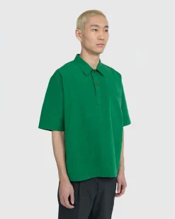 Hot Auralee High Density Finx Linen Weather Shirt green