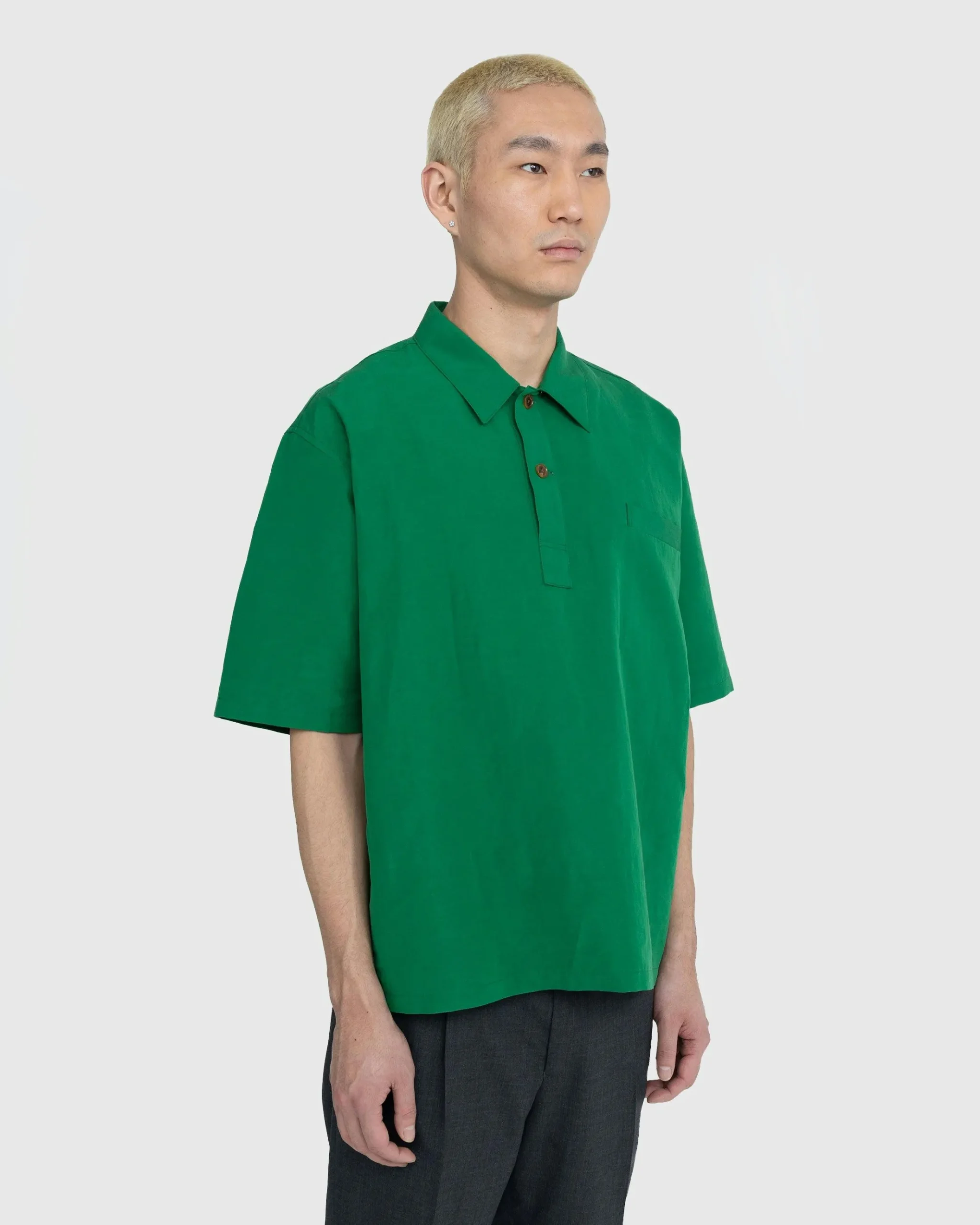 Hot Auralee High Density Finx Linen Weather Shirt green