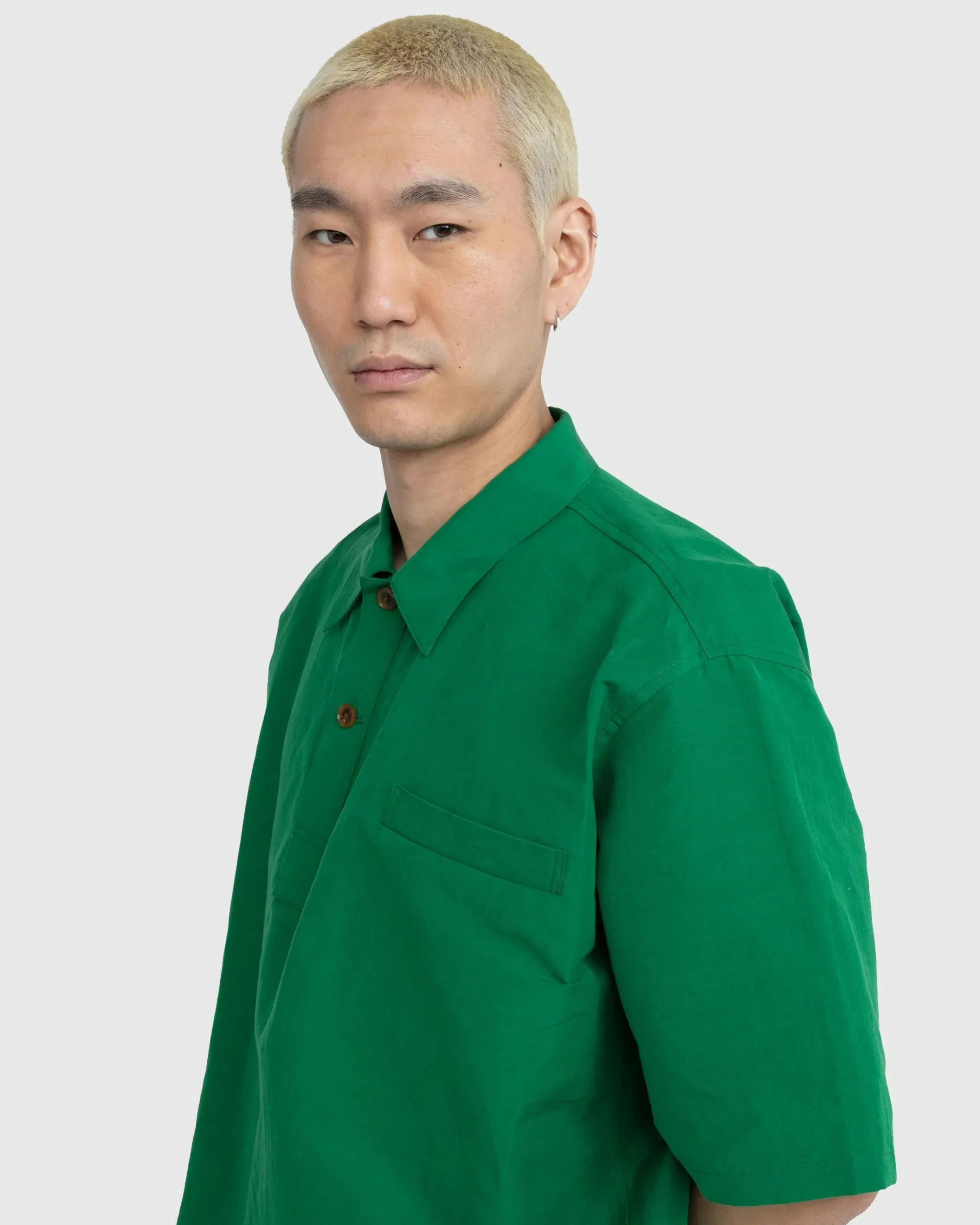 Hot Auralee High Density Finx Linen Weather Shirt green