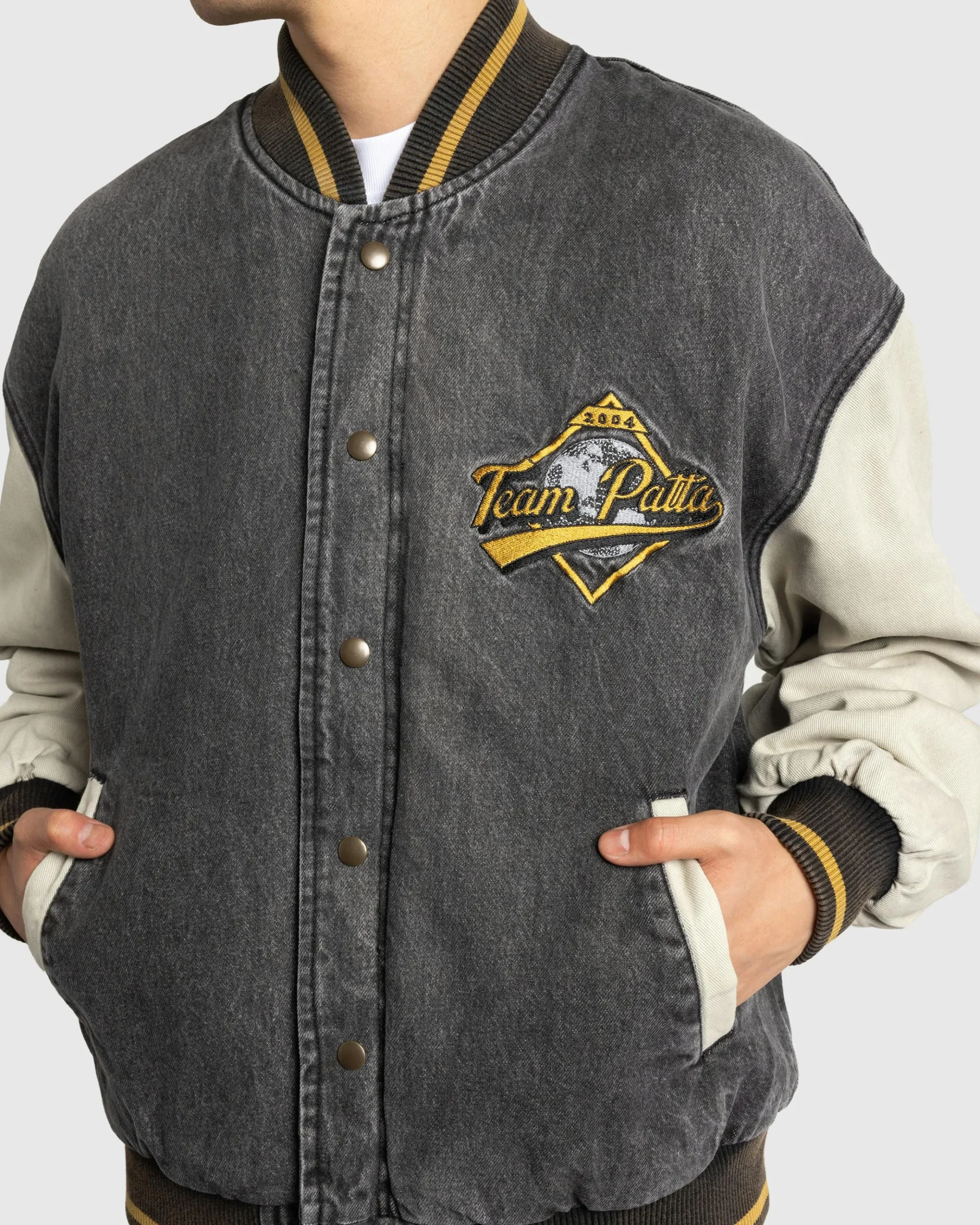 Fashion Patta Homerun Denim Varsity Jacket black