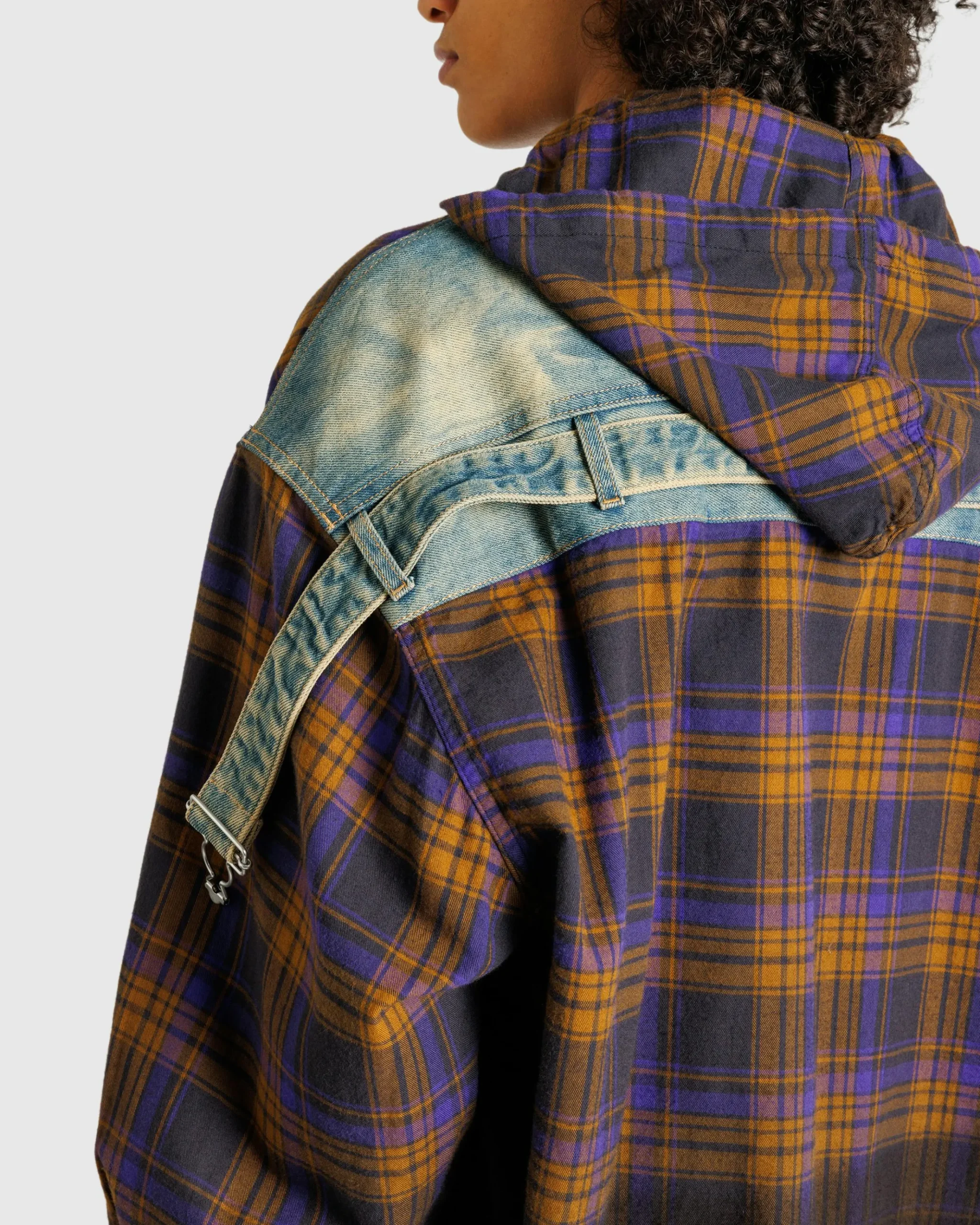 Discount Acne Studios Hooded Button-Up Shirt purple/brown