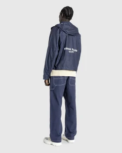 Store Stone Island Hooded Linen Jacket Royal Blue royalblue