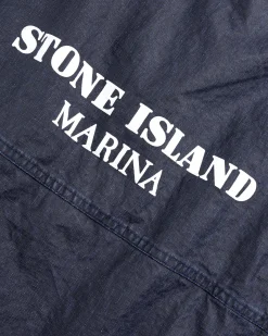 Store Stone Island Hooded Linen Jacket Royal Blue royalblue
