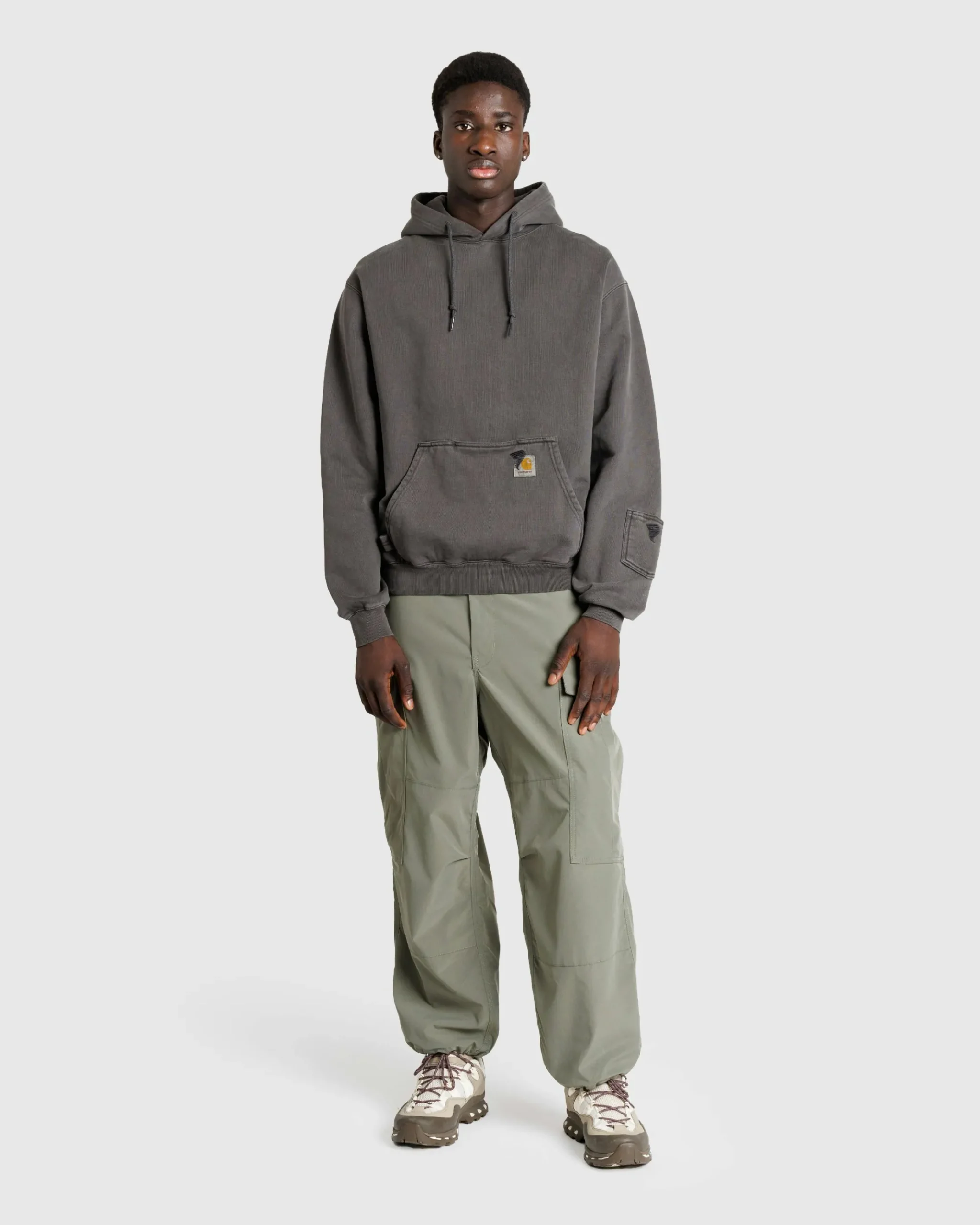 Shop Carhartt WIP Hooded Pigment Dyed Sweat soot