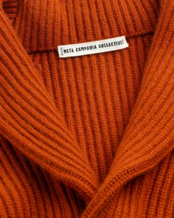 Outlet Meta Campania Collective Jackson Shawl Collar Chunky Cashmere Cardigan Rust Brown rustbrown