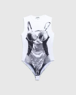 Fashion Jean Paul Gaultier Jersey Body Printed Madonna Corset Trompe L'Œil white/black