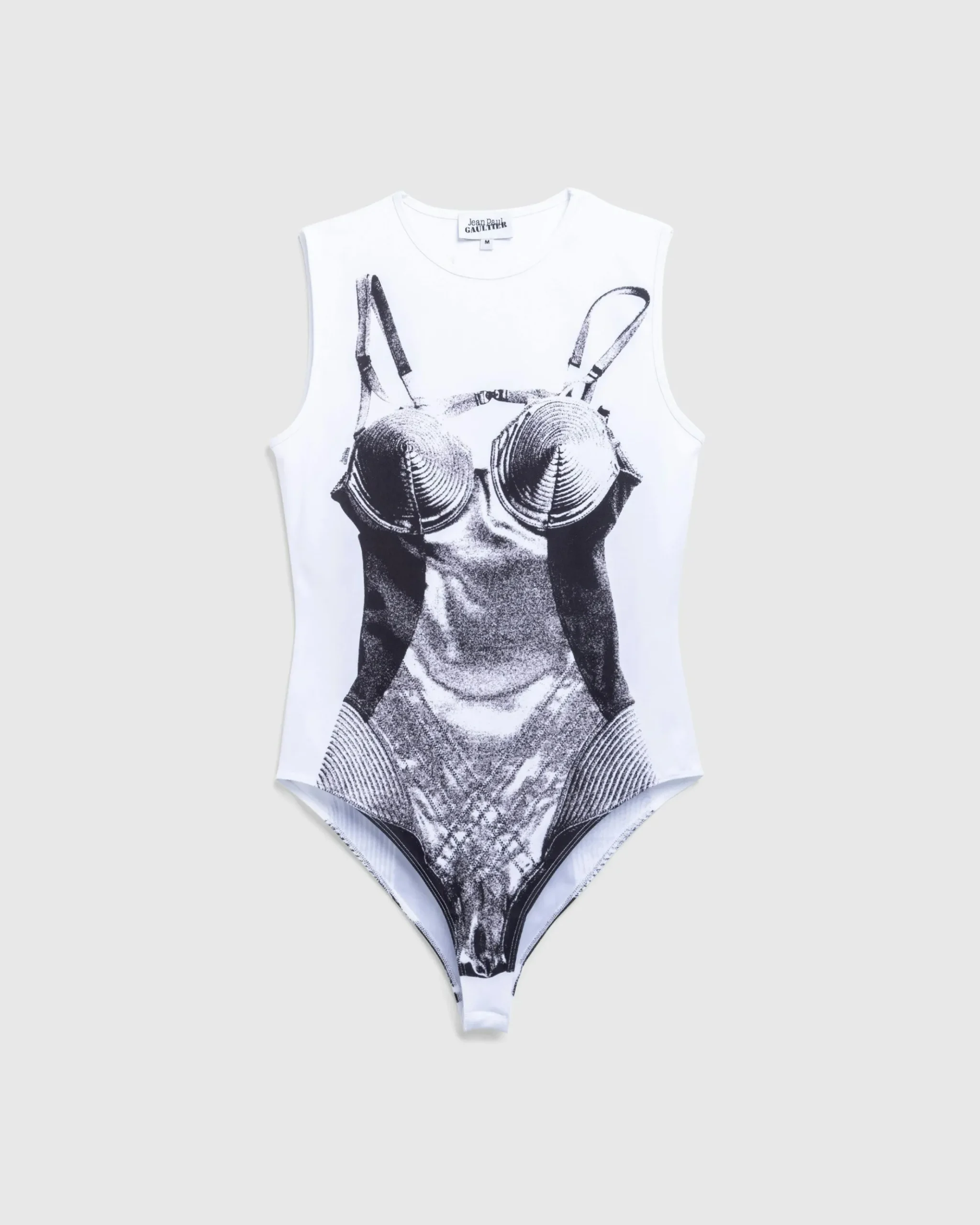 Fashion Jean Paul Gaultier Jersey Body Printed Madonna Corset Trompe L'Œil white/black
