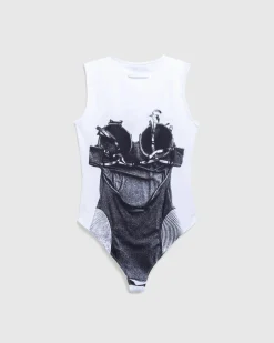 Fashion Jean Paul Gaultier Jersey Body Printed Madonna Corset Trompe L'Œil white/black