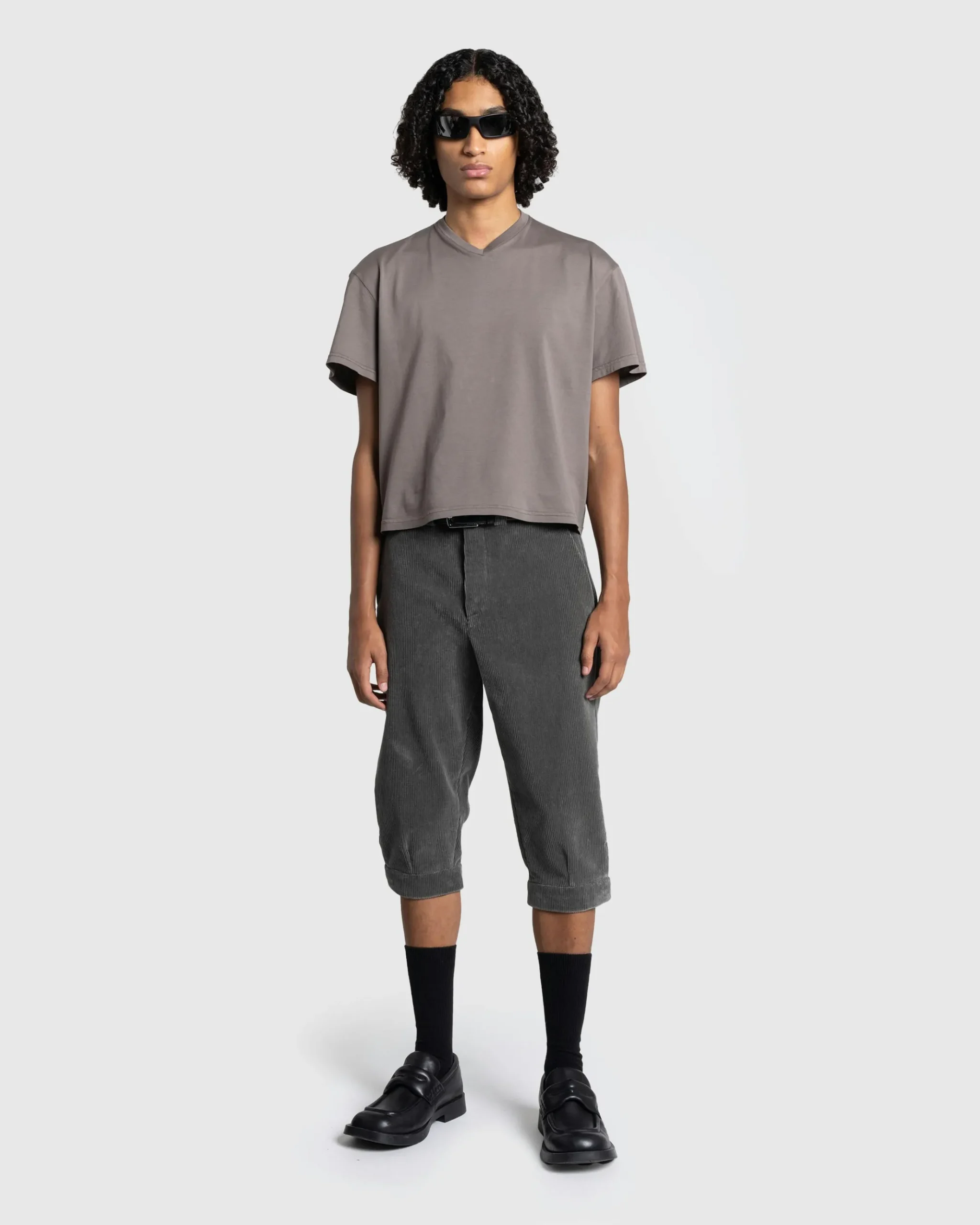 Discount Rier Jersey Cotton V-Neck T-Shirt Castlerock brown