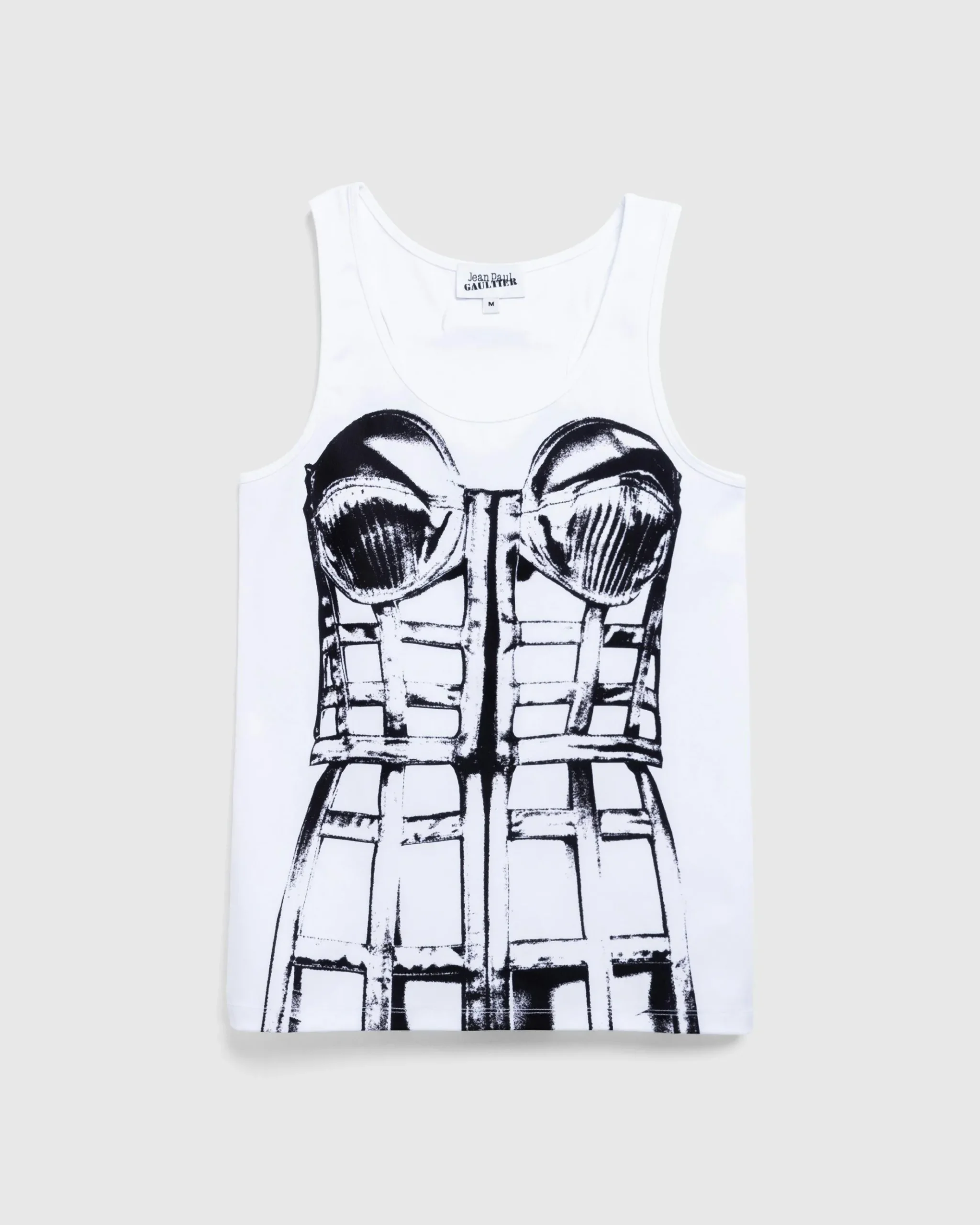 Shop Jean Paul Gaultier Jersey Top Printed Cage Trompe L'Œil white/black