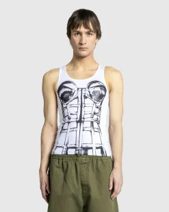 Shop Jean Paul Gaultier Jersey Top Printed Cage Trompe L'Œil white/black