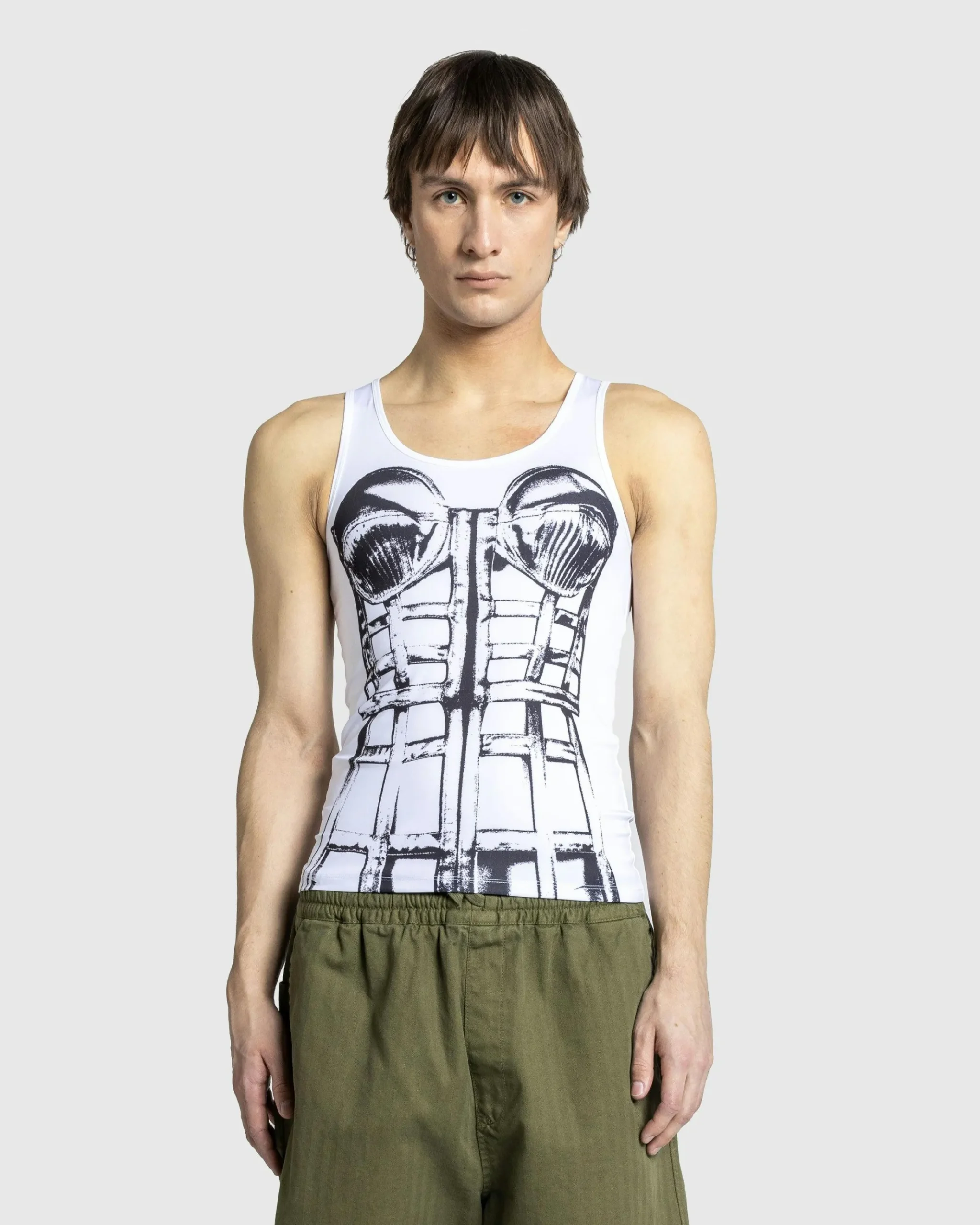 Shop Jean Paul Gaultier Jersey Top Printed Cage Trompe L'Œil white/black