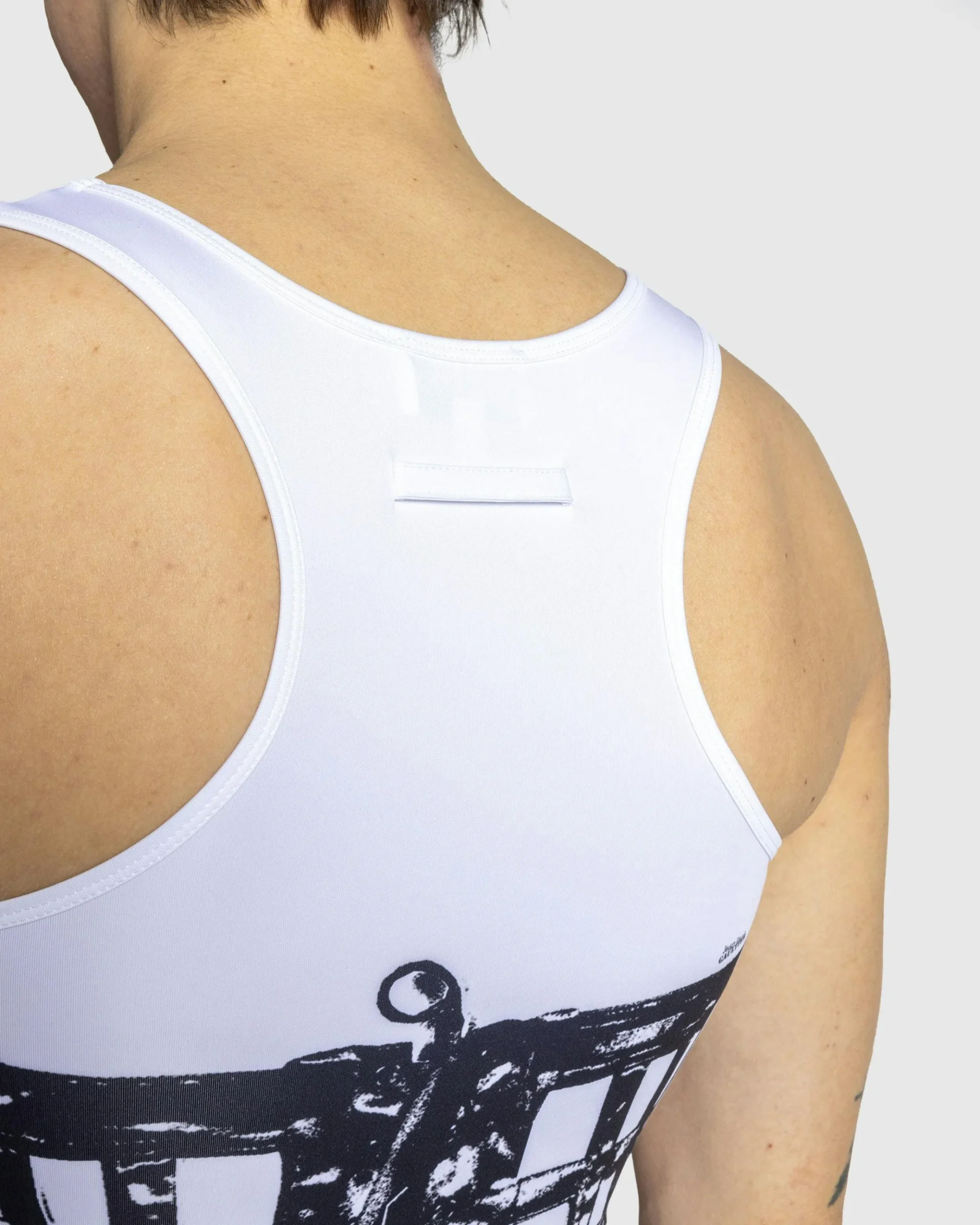 Shop Jean Paul Gaultier Jersey Top Printed Cage Trompe L'Œil white/black