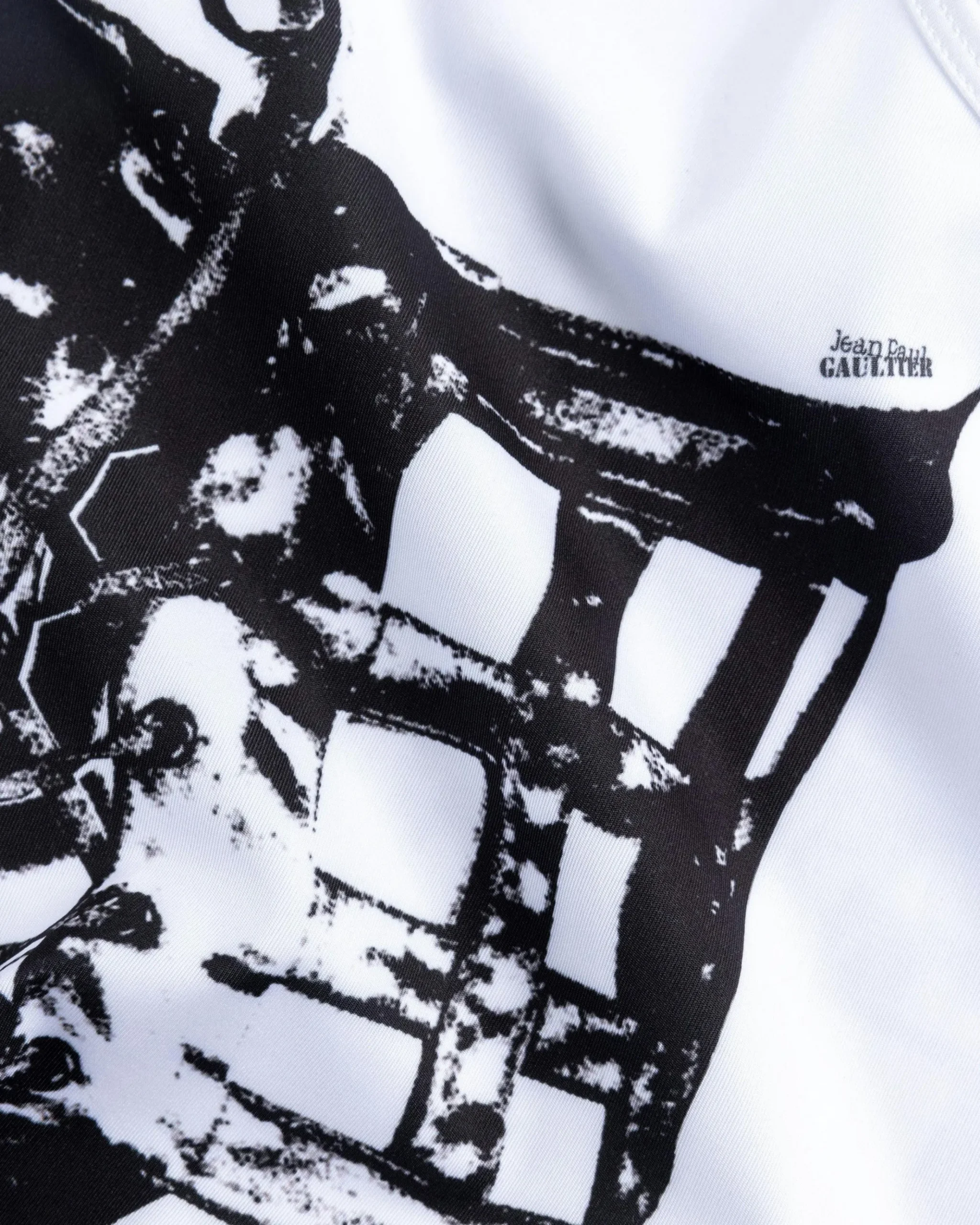 Shop Jean Paul Gaultier Jersey Top Printed Cage Trompe L'Œil white/black