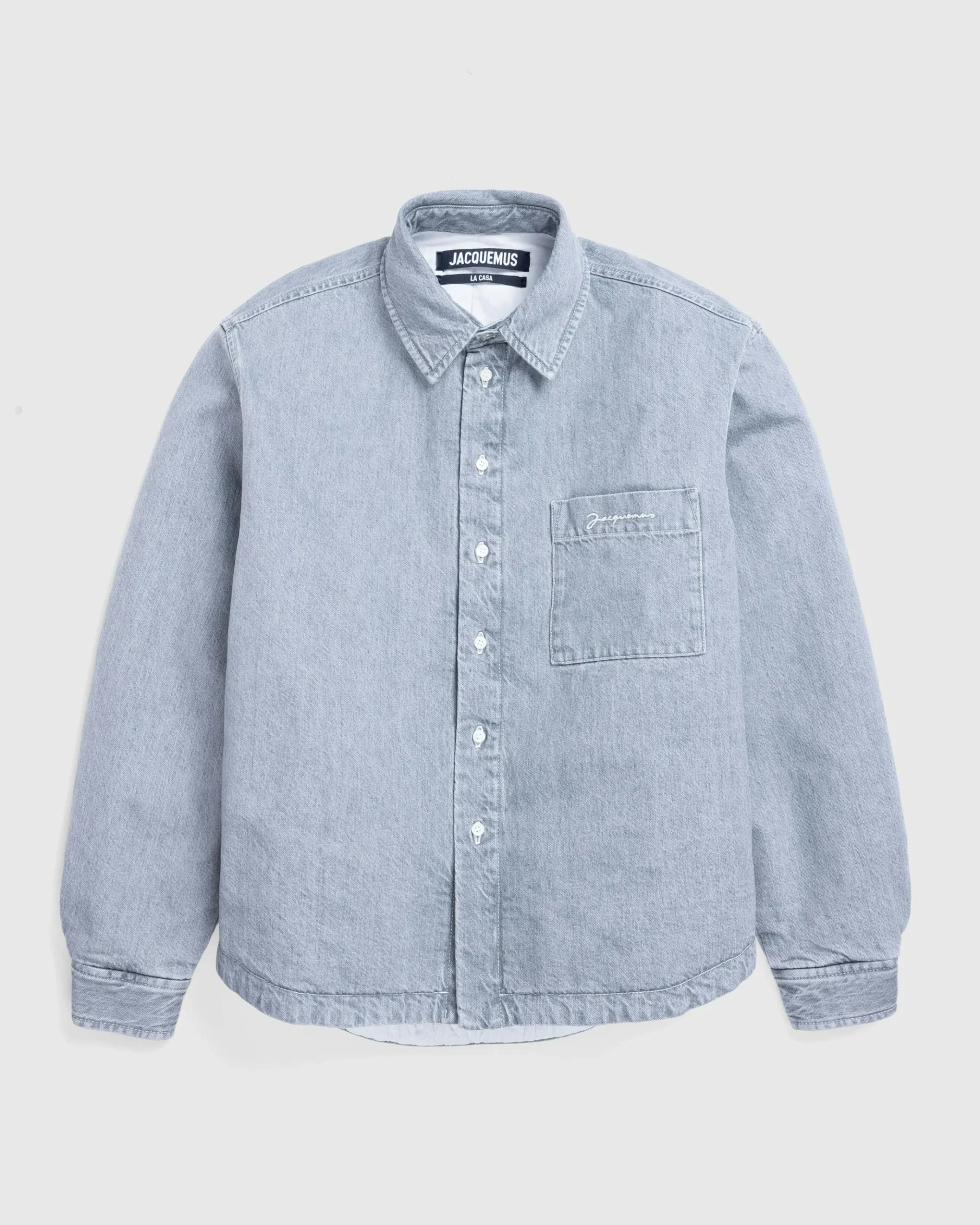 New JACQUEMUS La Chemise Boulanger grey/off-white
