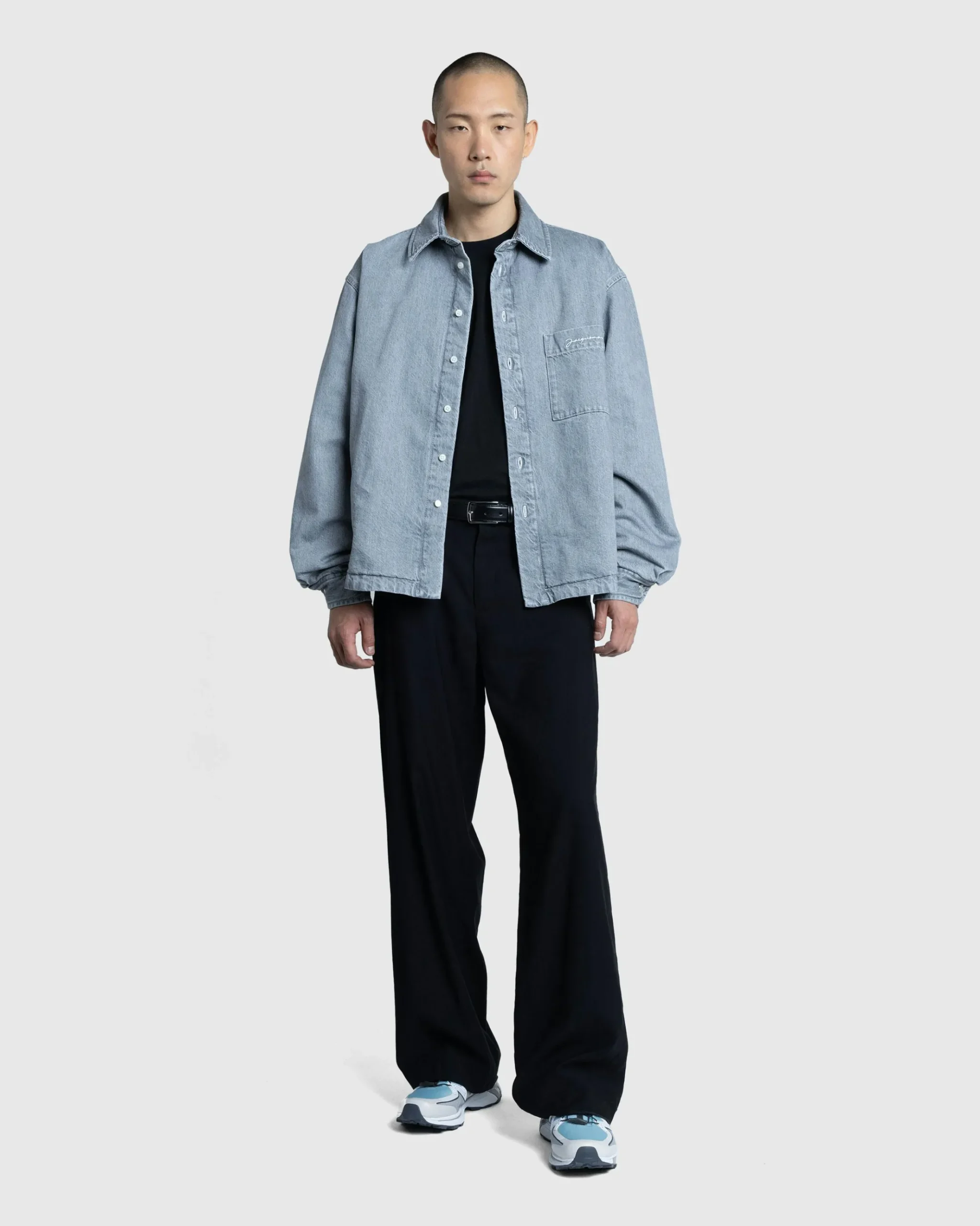 New JACQUEMUS La Chemise Boulanger grey/off-white