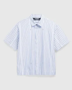 Store JACQUEMUS La Chemise Manches Courte Print Blue Stripe printbluestripe