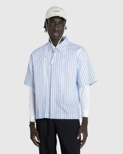 Store JACQUEMUS La Chemise Manches Courte Print Blue Stripe printbluestripe