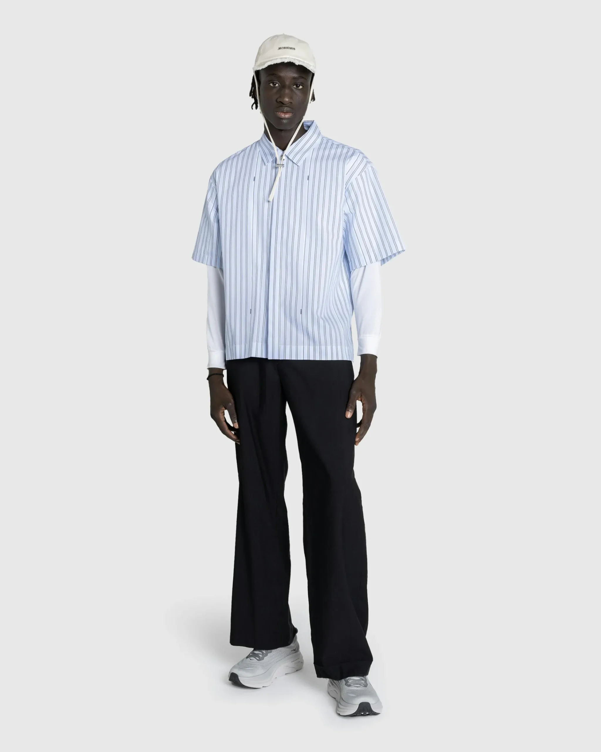 Store JACQUEMUS La Chemise Manches Courte Print Blue Stripe printbluestripe