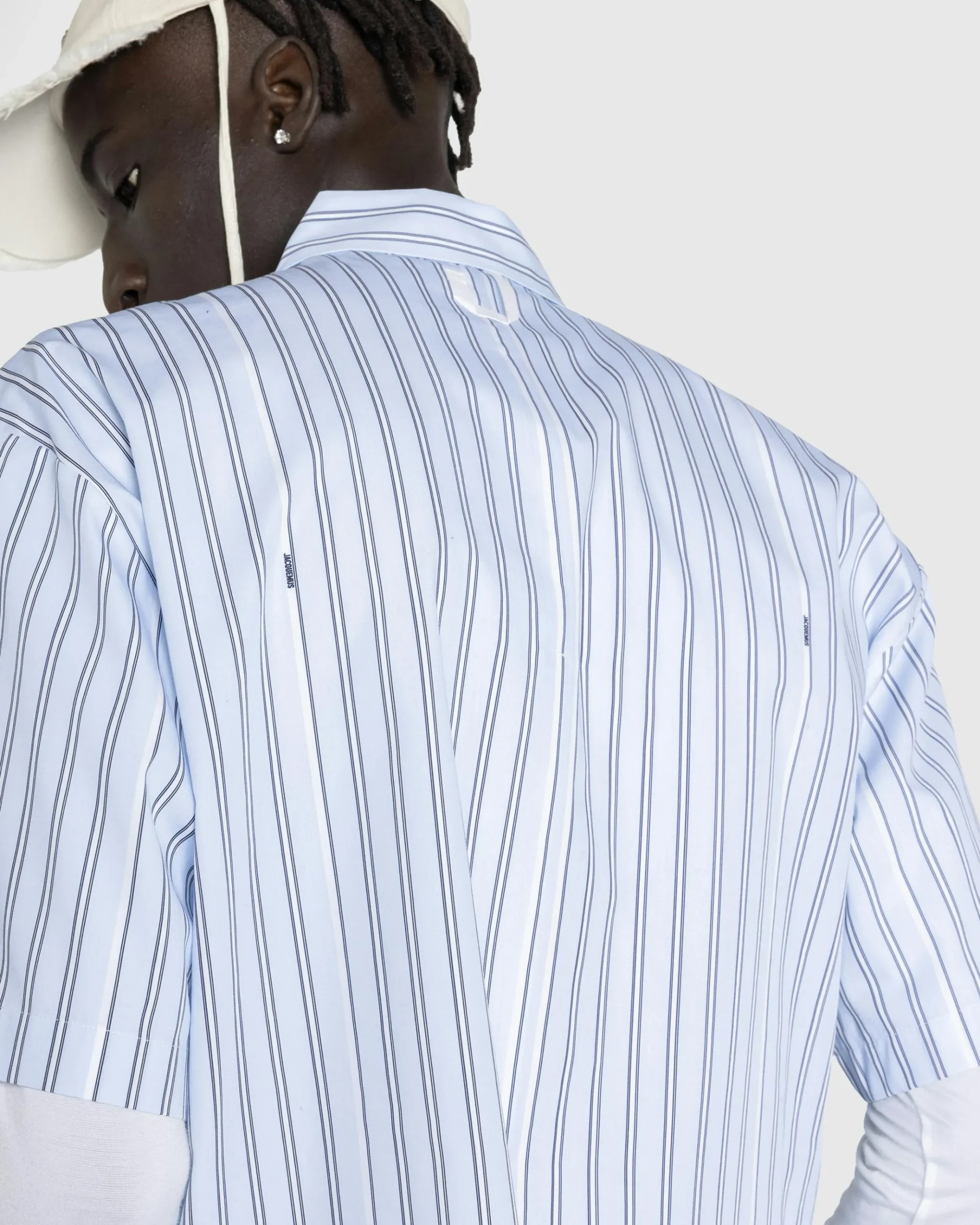 Store JACQUEMUS La Chemise Manches Courte Print Blue Stripe printbluestripe