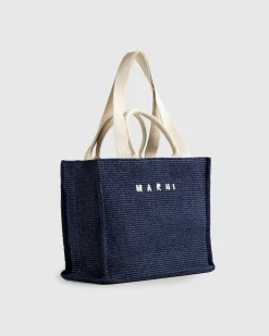 Fashion Marni Large Raffia Tote Bag ultramarine