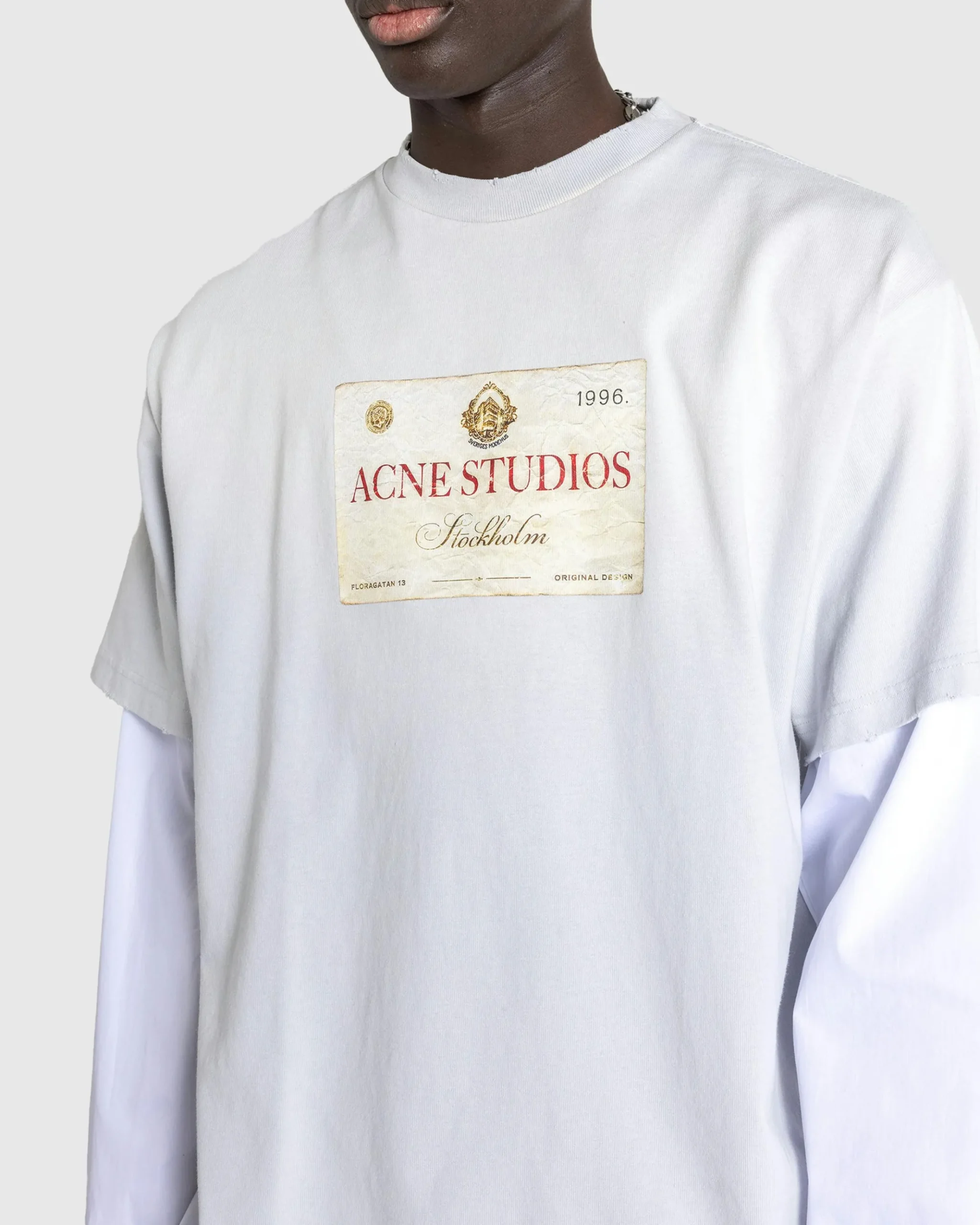 Flash Sale Acne Studios Layered Print T-Shirt lightgrey