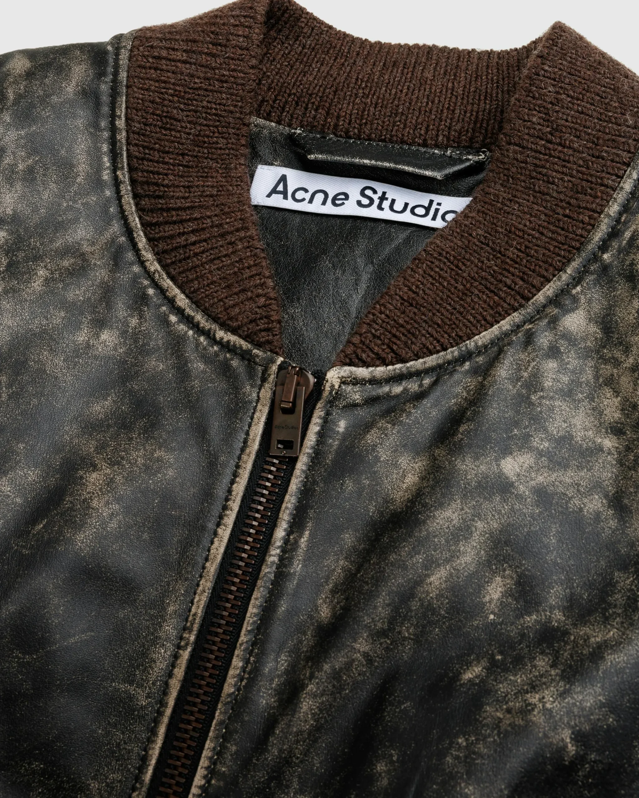 Cheap Acne Studios Leather Bomber Jacket black